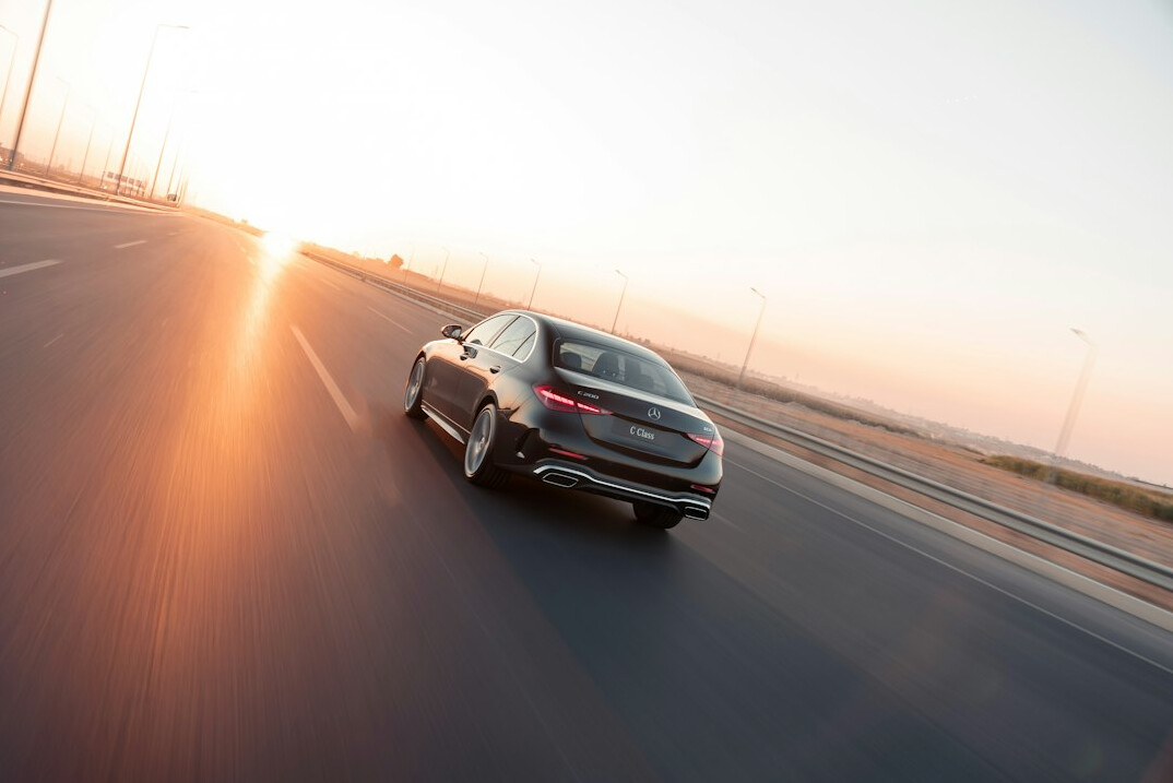 luxury sedan on highway