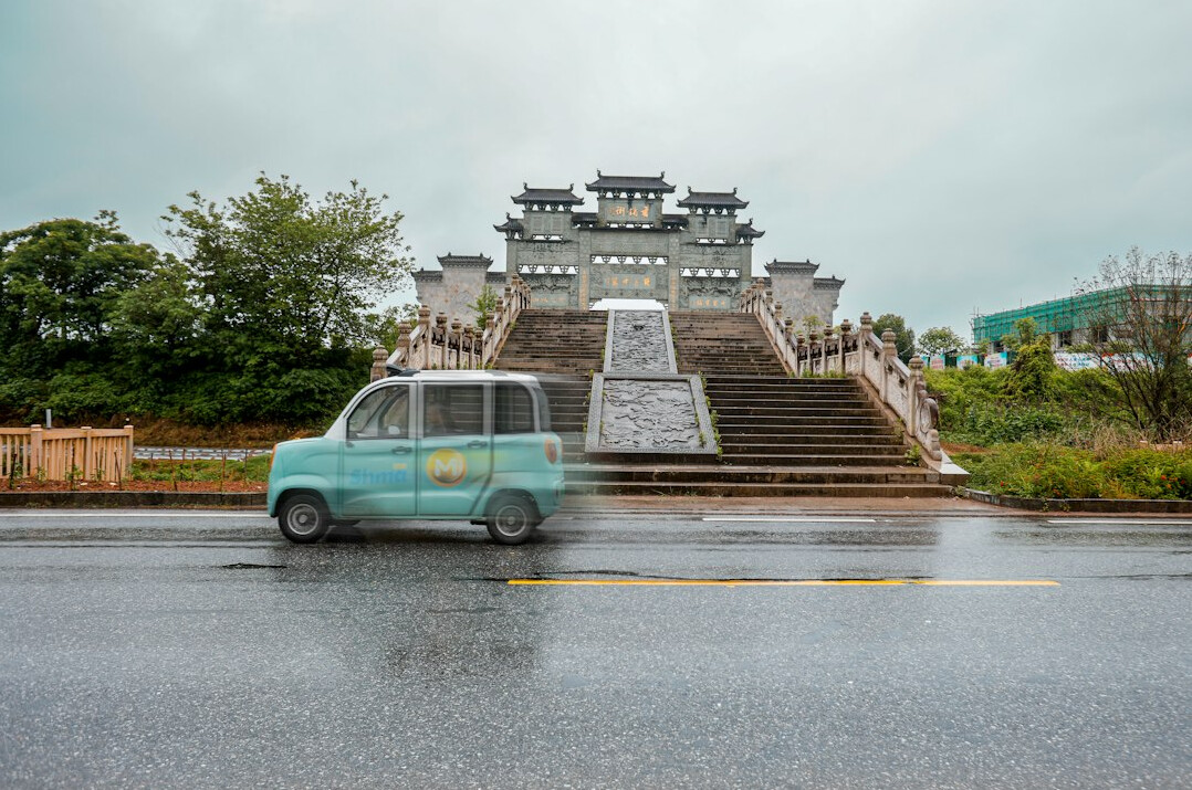 electric car on road